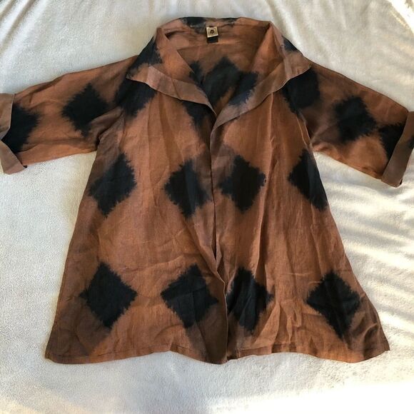 CHRZASZCZ by Maria Wojtowicz Shibori Linen Duster - Picture 6 of 9